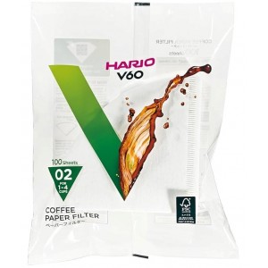 Бумажные фильтры Hario 02 V60 для пуровера, 100 шт, белые, VCF-02-100W