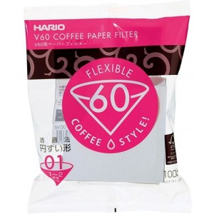 Бумажные фильтры Hario 01 V60 для пуровера, 100шт, белые, VCF-01-100W