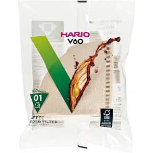 Бумажные фильтры Hario 01 V60 для пуровера, 100шт, бежевые, VCF-01-100M Бумажные фильтры Hario 01 V60 для пуровера, 100шт, бежевые, VCF-01-100M