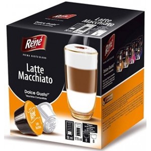 Кофе в капсулах Rene Latte Macchiato, 8+8 капсул Dolce Gusto
