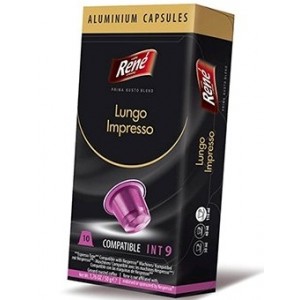 Кофе в капсулах Rene Lungo Impresso, 10 капсул Nespresso Alu