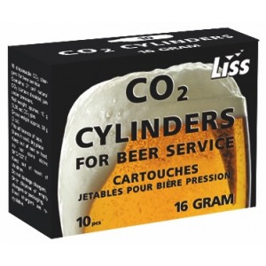 Баллончики CO2 16 грамм без резьбы Liss, для мини пивоварен, розлива и карбонизации, 10шт.