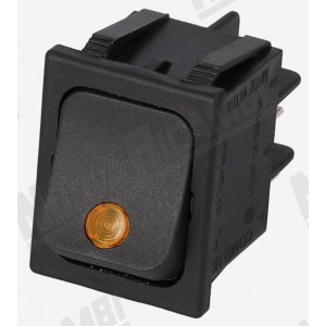 Черная кнопка включения кофемашины с лампочкой, 250В 16А, отв. 22x30 мм