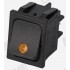 Черная кнопка включения кофемашины с лампочкой, 250В 16А, отв. 22x30 мм