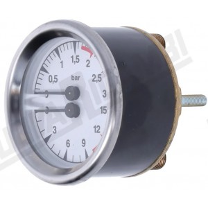 Манометр на 2 шкали 0-3/0-15 бар – 1/8M пл. - Ø 65мм - кавомашини CMA ASTORIA / LA SPAZIALE / WEGA